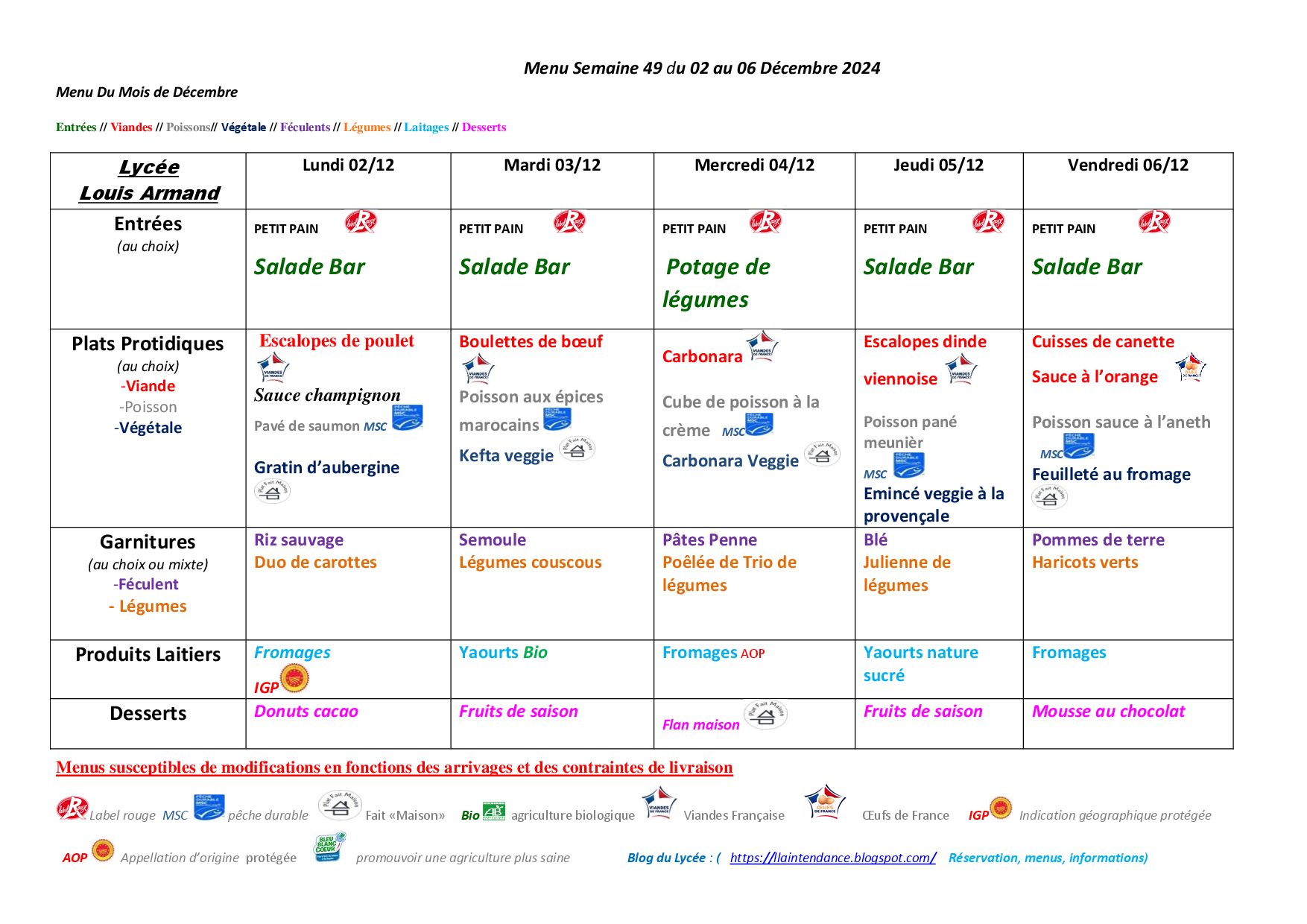 Menu Semaine 39 du 23 au 27 .09 .2024 septembre 2024 Copie 1 